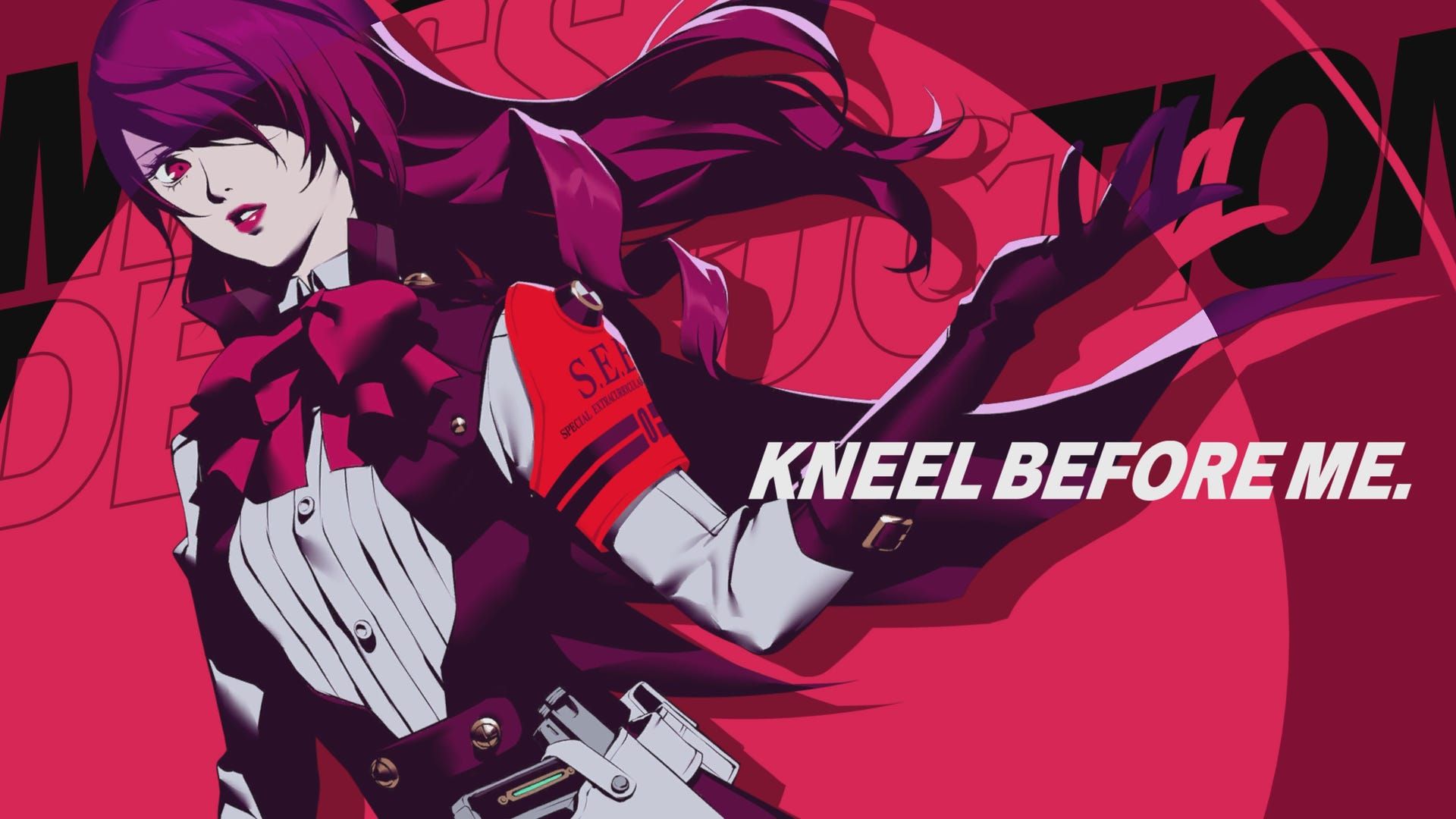 Mitsuru Kirijo, Persona 3 Reload, Kneel Before Me, Rote Haare, Purpur, Full HD, Windows-Hintergrundbild