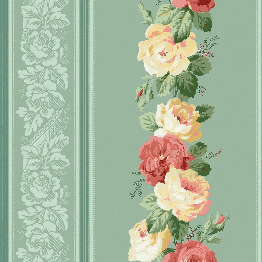 Rosen, Tapetenmuster, Mintgrün, Ornament, Hintergrundbild für iPad und Tablet
