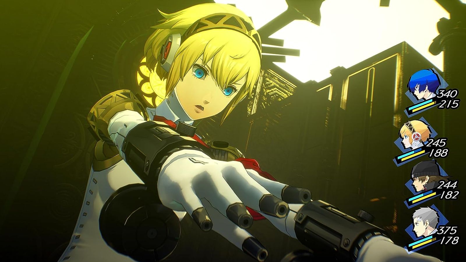 Aigis, Persona 3 Reload, Kampfszene, Roboter, Gelbes Licht, HD, PC-Hintergrundbild