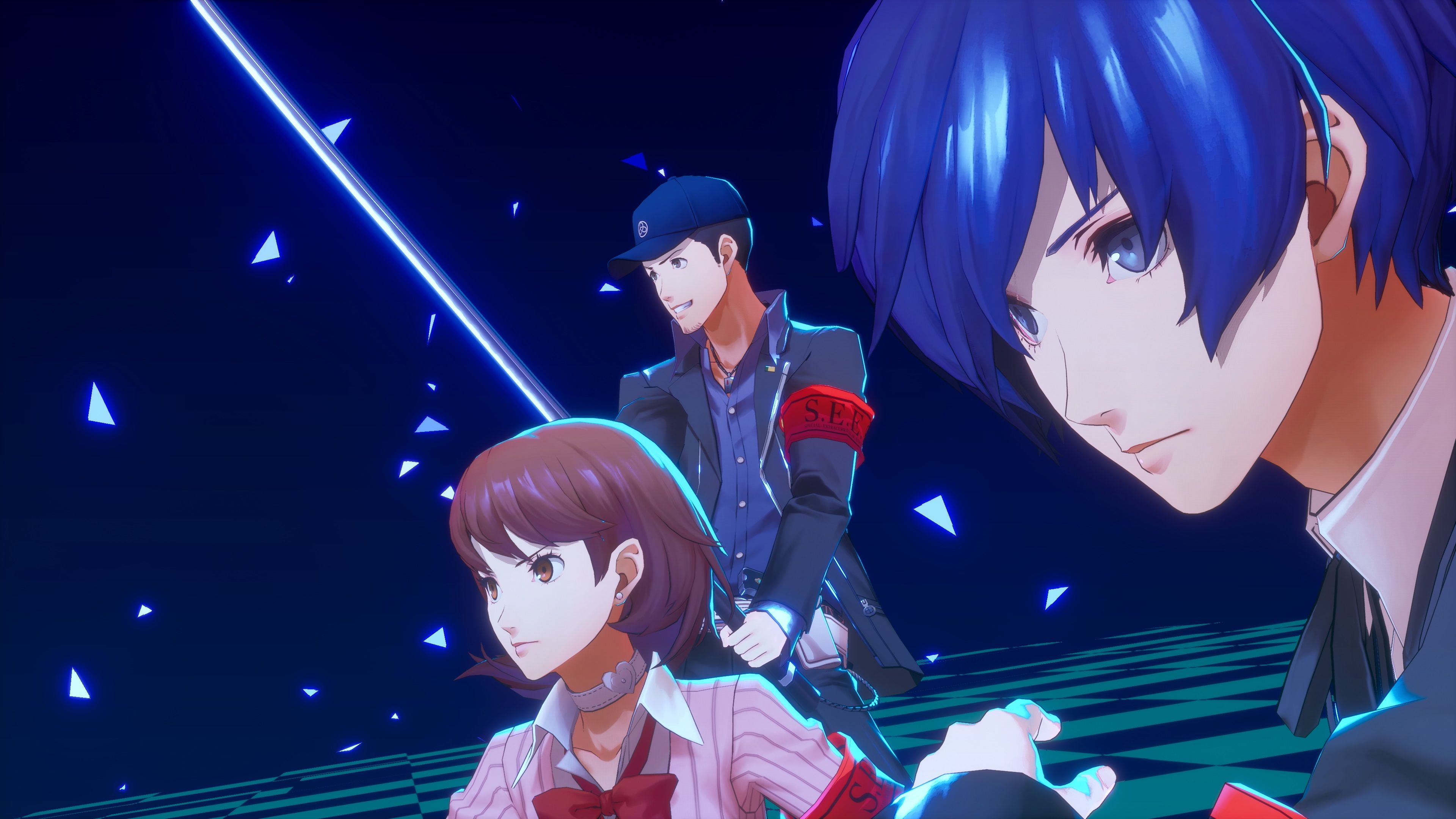 Makoto Yuki, Yukari Takeba, Junpei Iori, Persona 3 Reload, Kampfszene, 4K-Hintergrundbild für PC