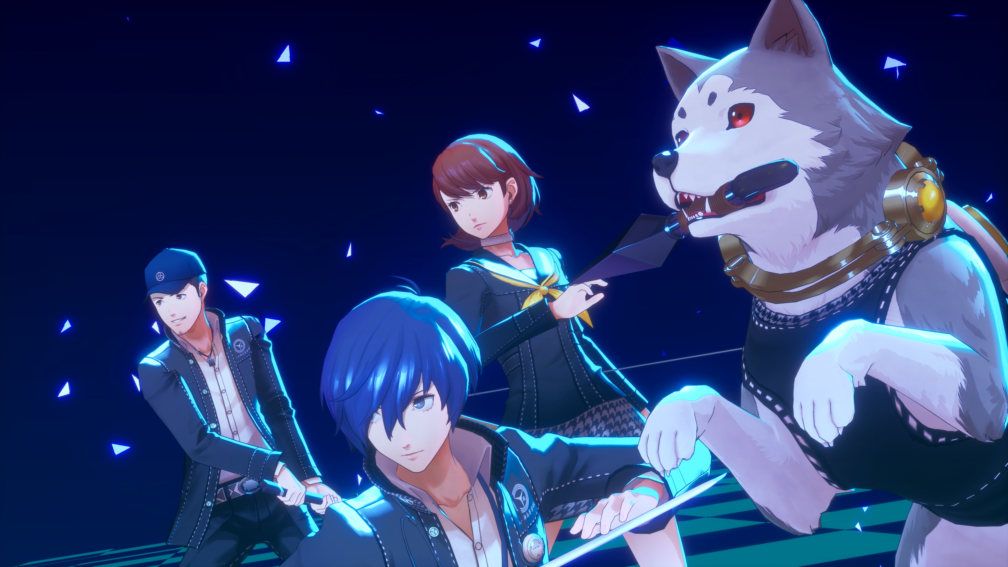 Koromaru, Makoto Yuki, Yukari Takeba, Junpei Iori, Persona 3 Reload, Gruppe, 4K-Hintergrundbild