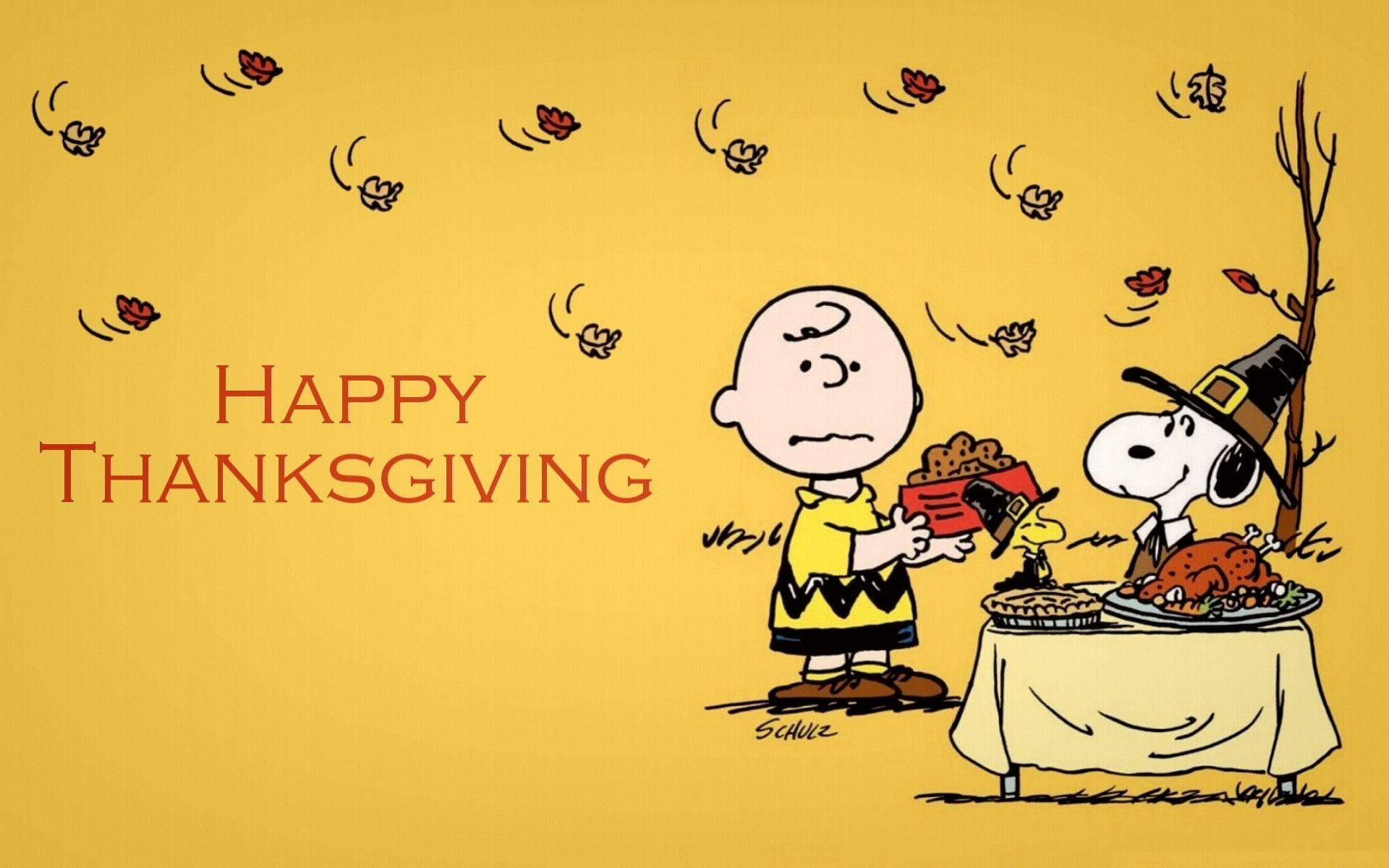 Charlie Brown, Snoopy, Die Peanuts, Happy Thanksgiving, Truthahn, Gelb, Full HD, Windows-Hintergrundbild