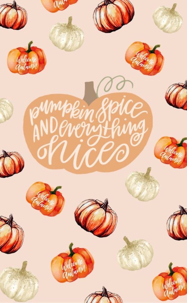 Pumpkin Spice and Everything Nice, Kürbisse, Muster, Illustration, Rosa, Sperrbildschirm fürs iPhone