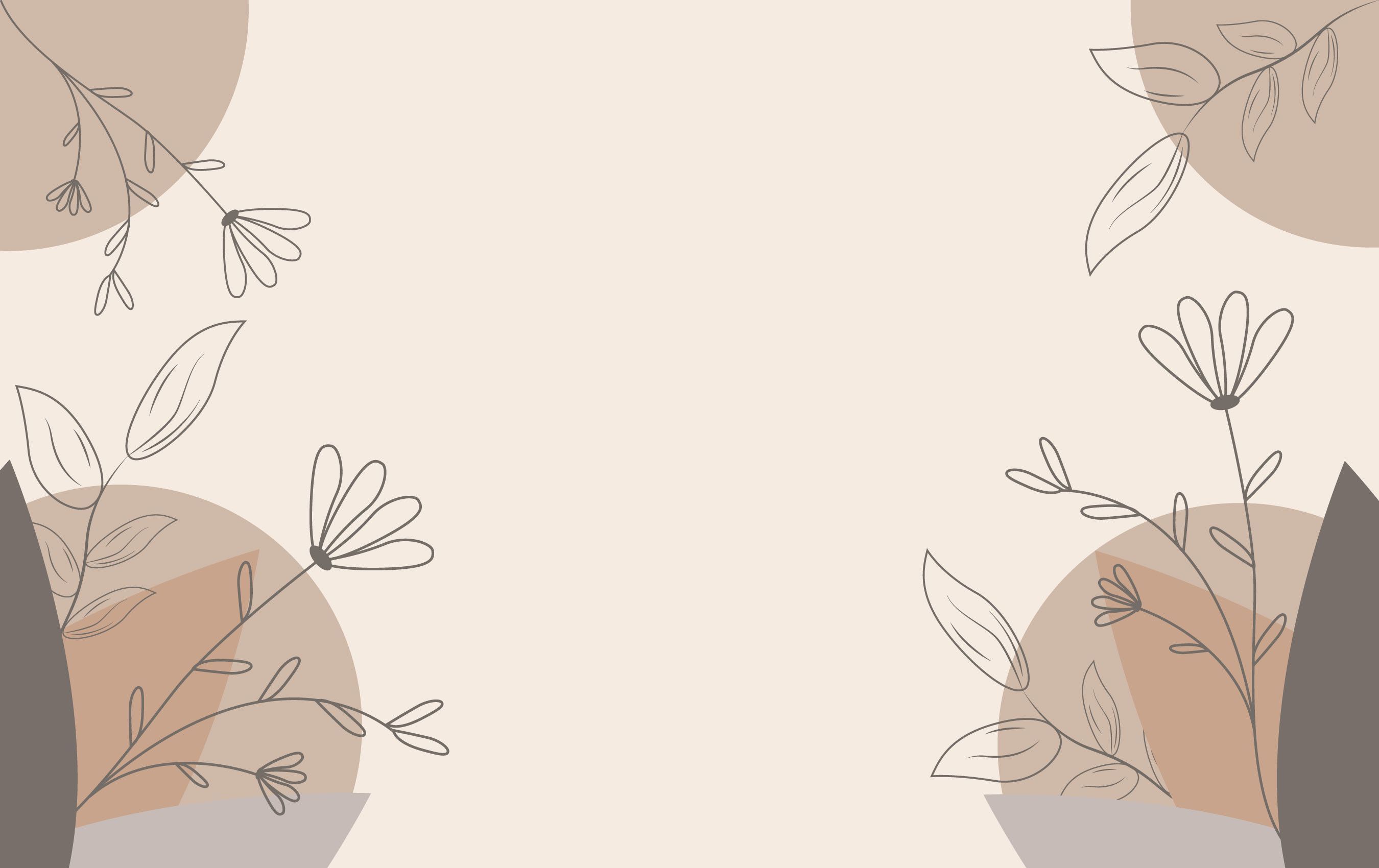 Boho, Strichzeichnung, Blätter, Beige, Abstrakte Formen, 2K, Breitbild-Hintergrundbild