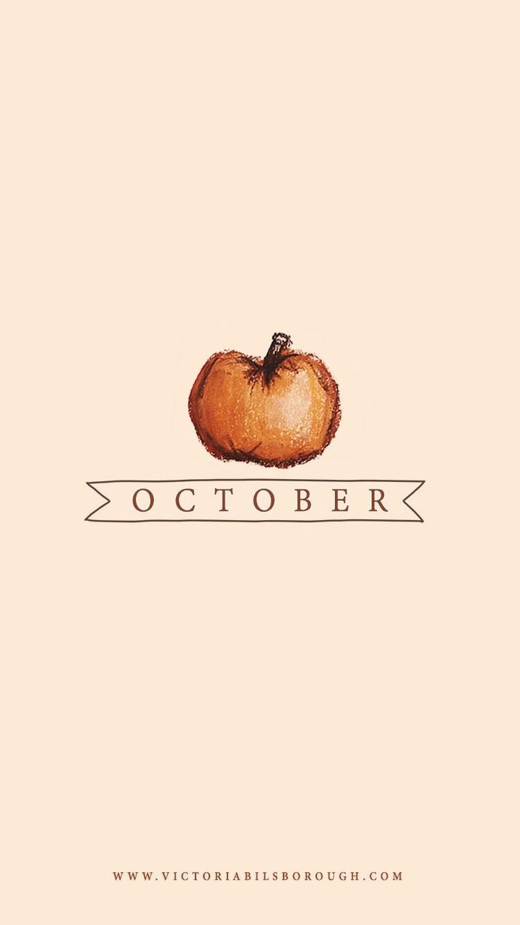 October, Kürbis, Pfirsich, Minimalismus, Schriftzug, HD, Handy-Hintergrund im Hochformat