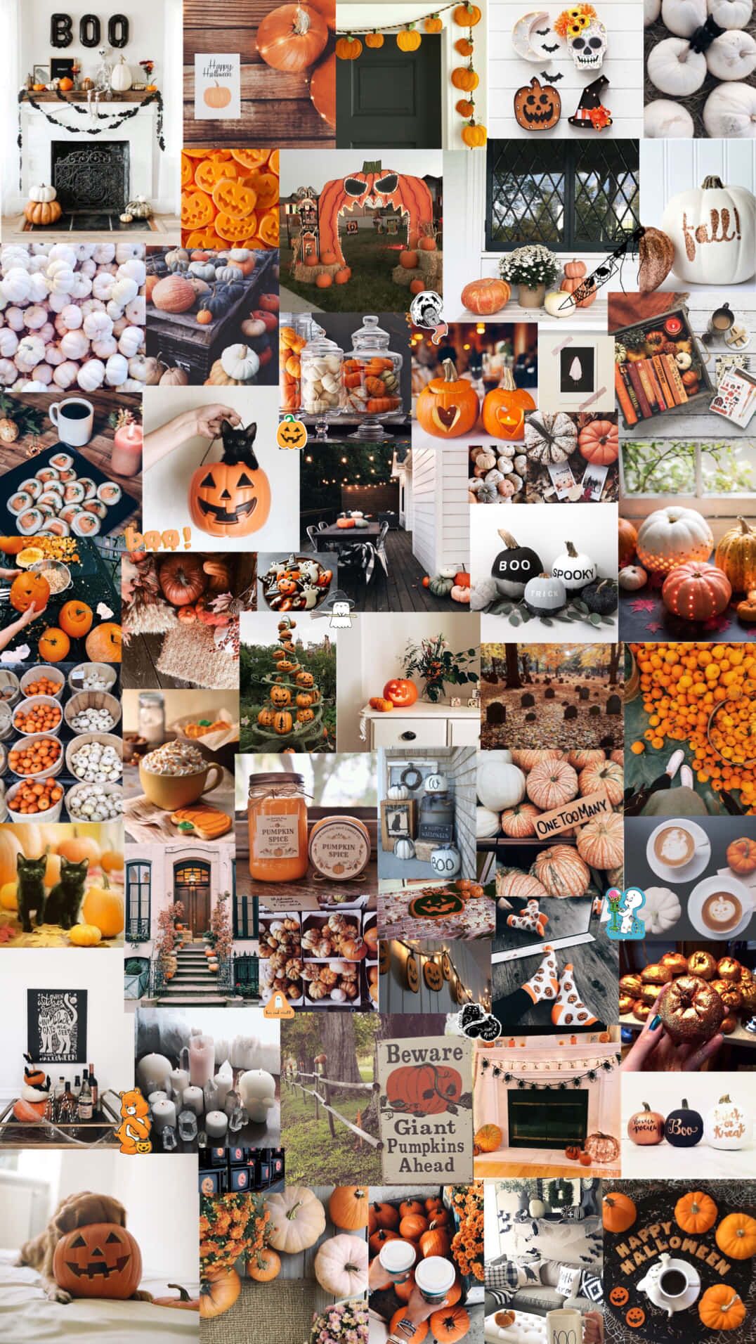 Collage, Herbst, Halloween, Kürbisse, Moodboard, HD, Sperrbildschirm fürs iPhone