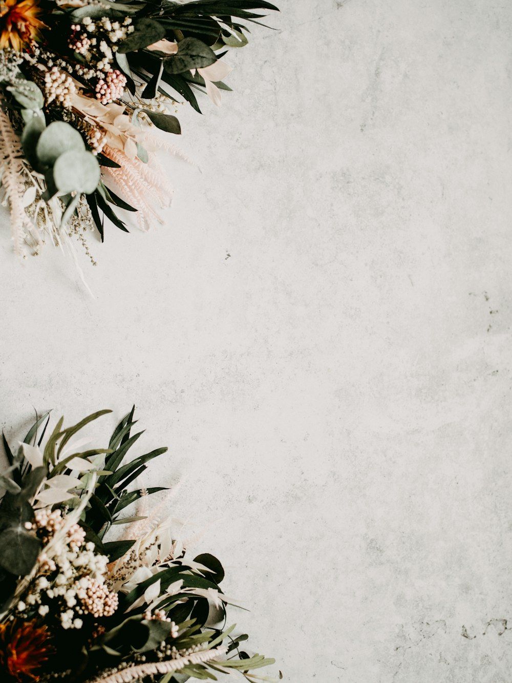 Blumen, Grauer Hintergrund, Florale Ecken, Weiß, Textur, HD Wallpaper