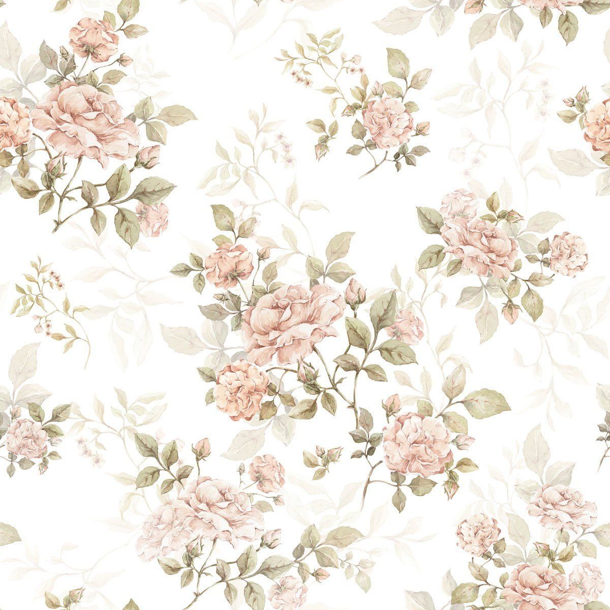 Rosen, Blumenmuster, Pastell, Weißer Hintergrund, Wallpaper
