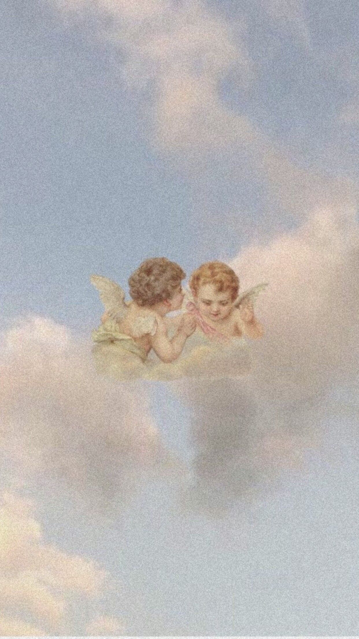 Engel, Putten, Wolken, Pastell, Full HD, Hintergrundbild fürs Handy