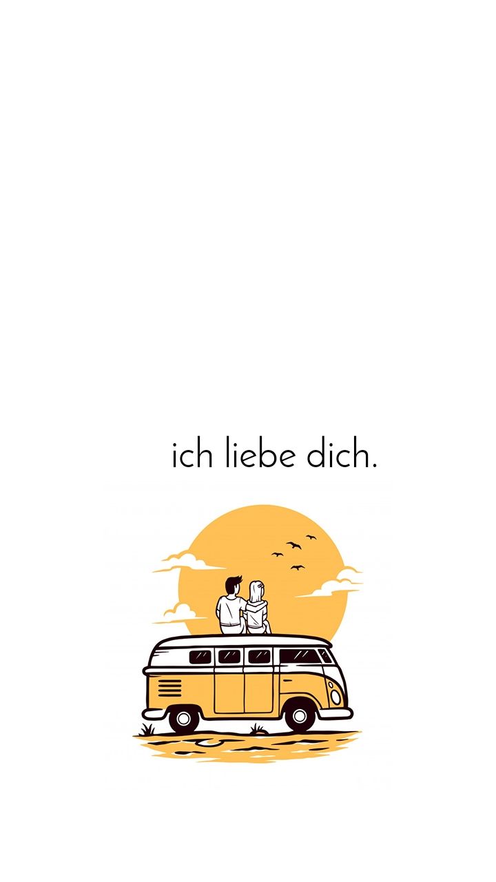 Ich liebe dich, VW-Bus, Sonne, Illustration, Weißer Hintergrund, Sperrbildschirm fürs iPhone
