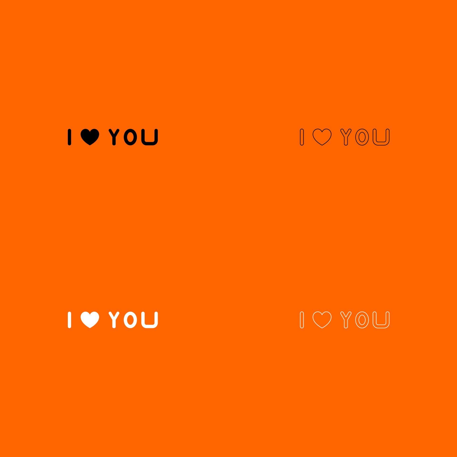 I love you, Herzen, Orangefarbener Hintergrund, Typografie, Muster, Full HD Wallpaper