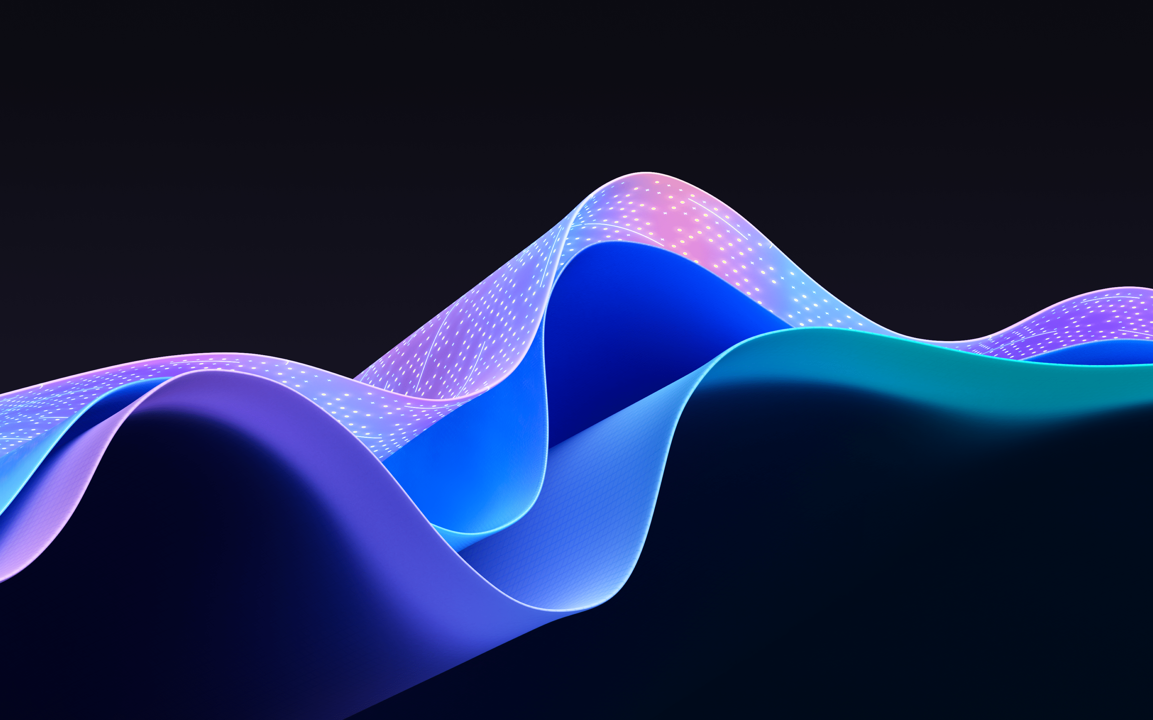 Wellen, 3D-Kunst, Blau, Lila, Abstrakt, 4K, Hintergrundbild für den PC