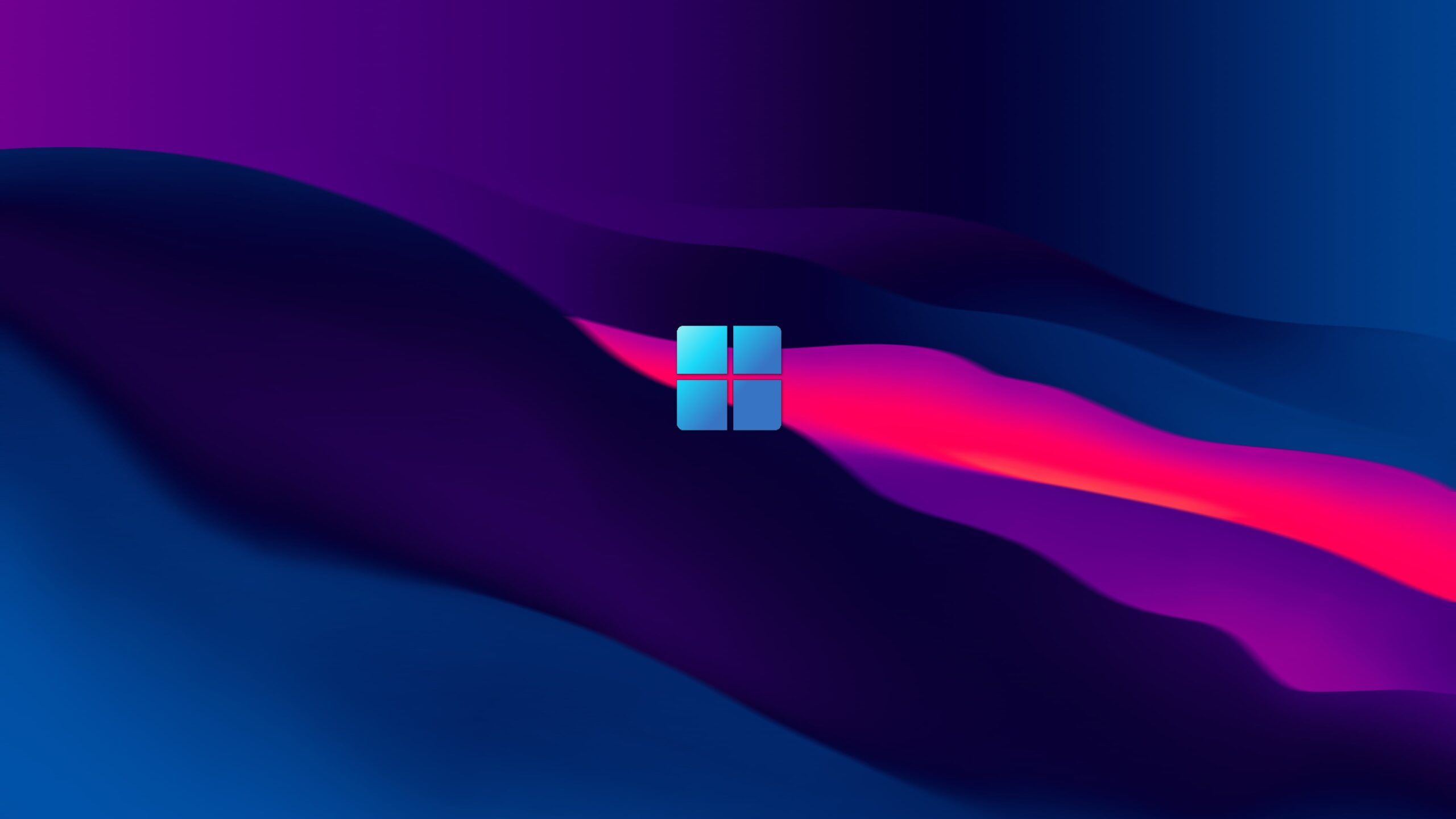 Windows 11, Windows-Logo, Wellen, Blau, Pink, 2K 1440p, Desktop-Hintergrundbild