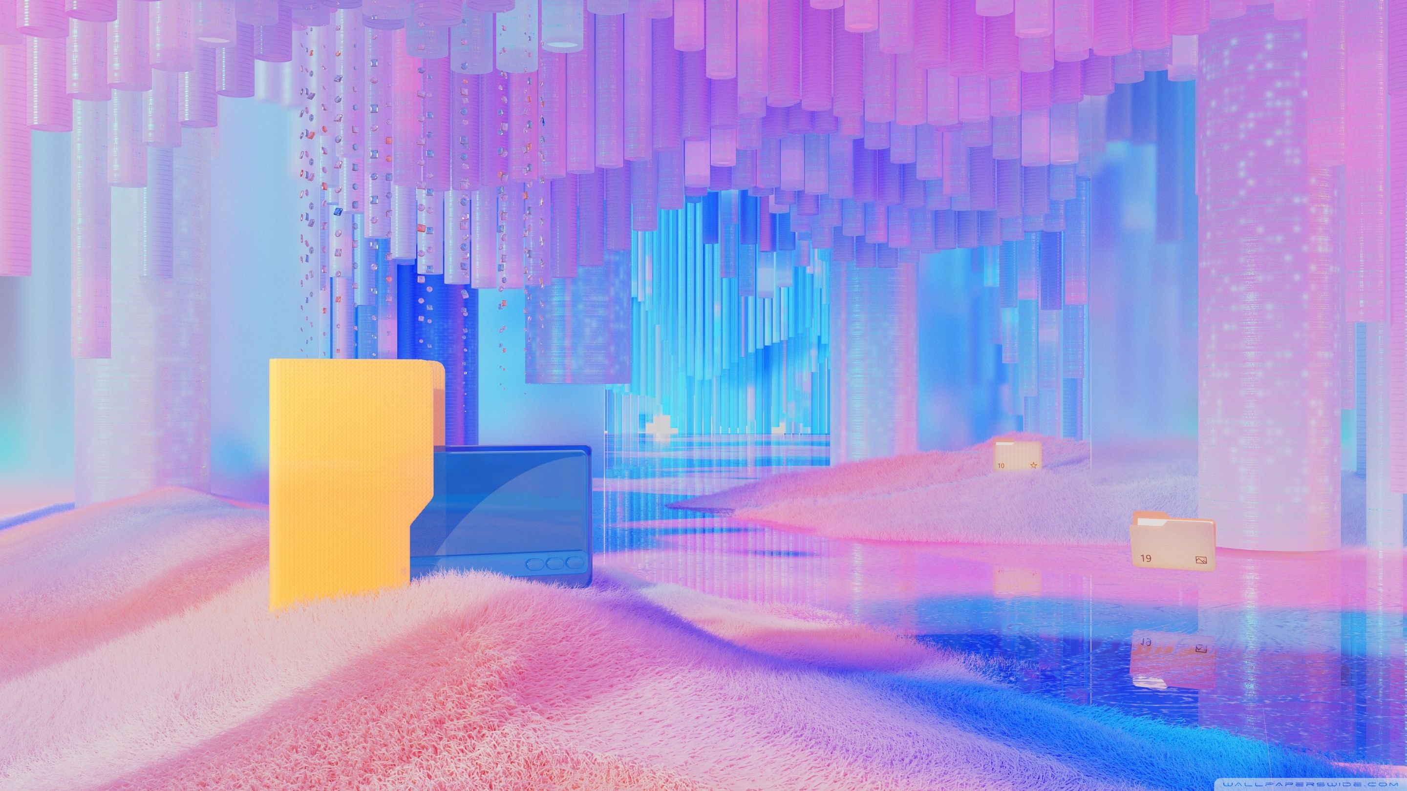 Windows 11, Ordner, Pixelwelt, Pastell, Surreal, 2K, Hintergrundbild für den PC