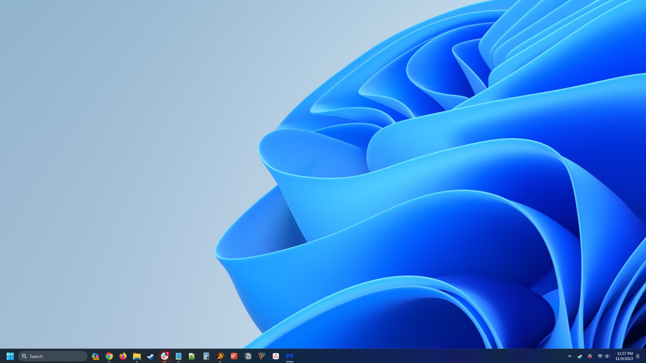 Windows 11, Bloom, Desktop-Screenshot, Taskleiste, Blau, HD, PC-Hintergrundbild