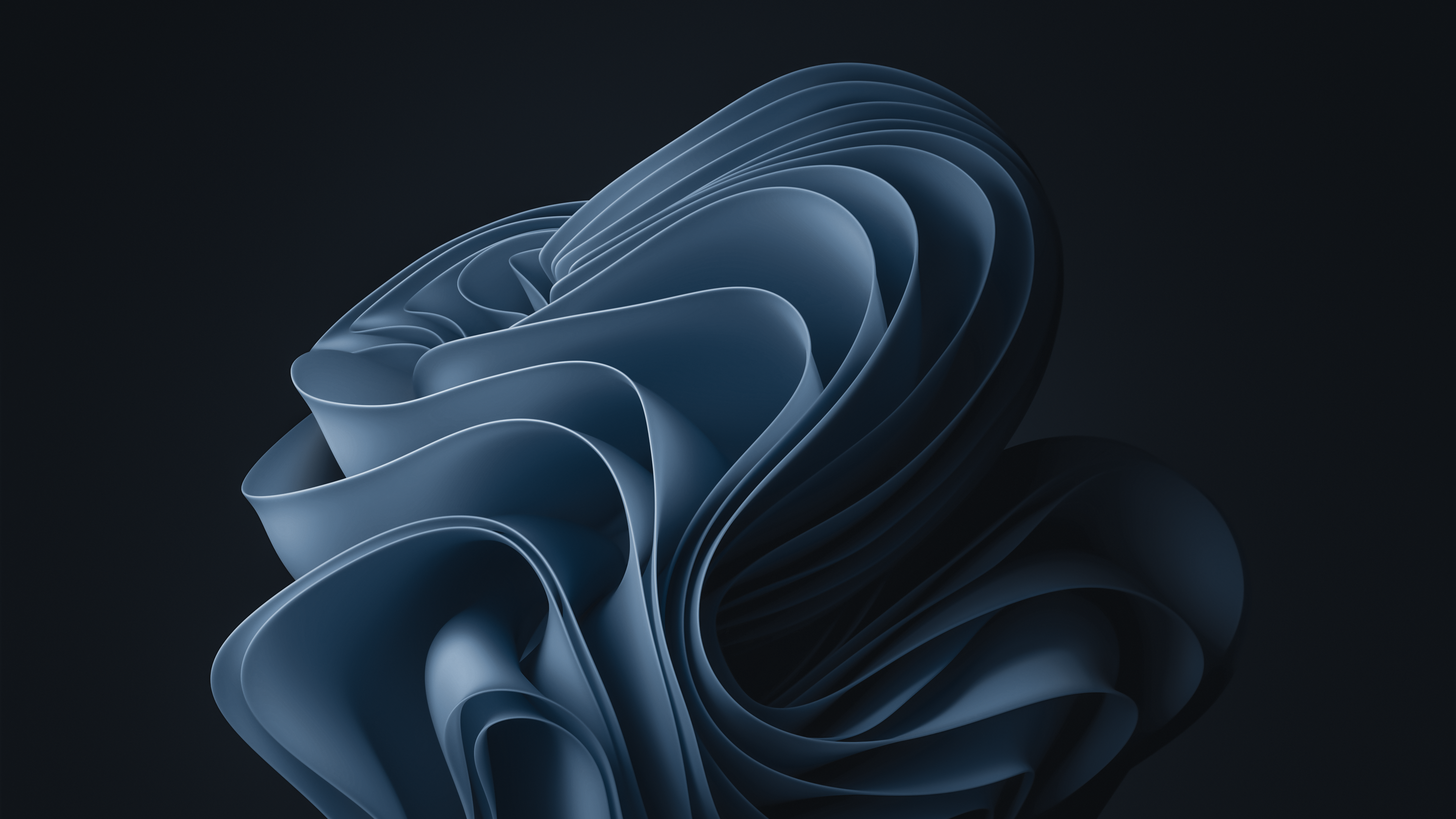 Windows 11, Bloom, Graublau, Dark Mode, 3840x2160, 4K-Hintergrundbild für PC