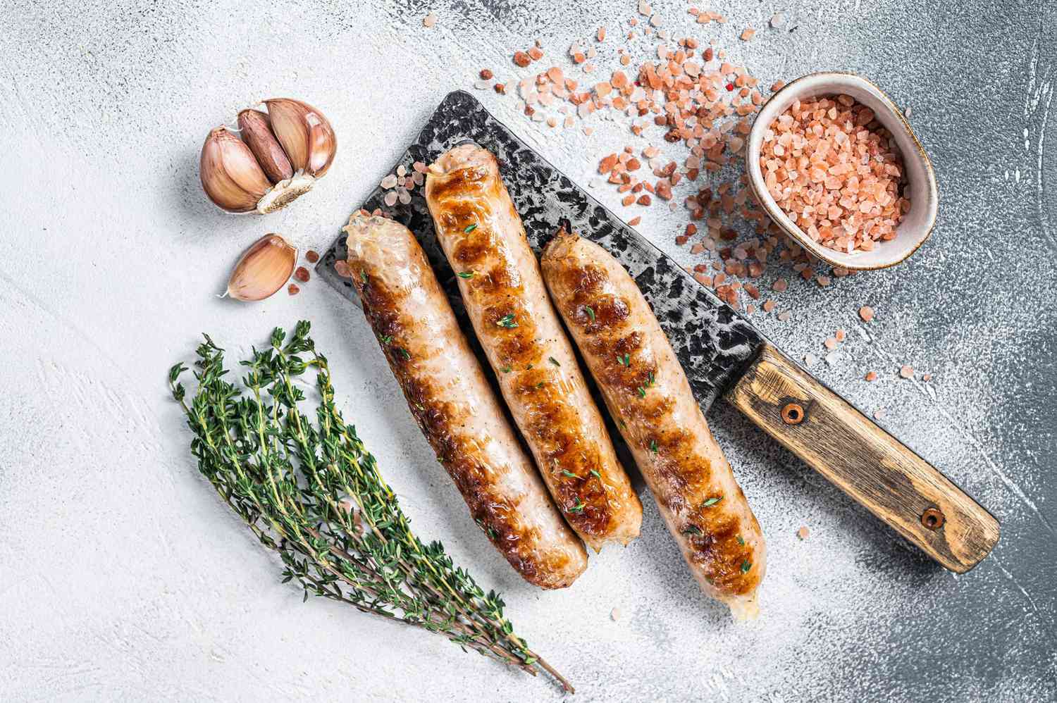 Bratwurst, Thymian, Knoblauch, Rosa Salz, HD, Desktop-Hintergrund für Windows