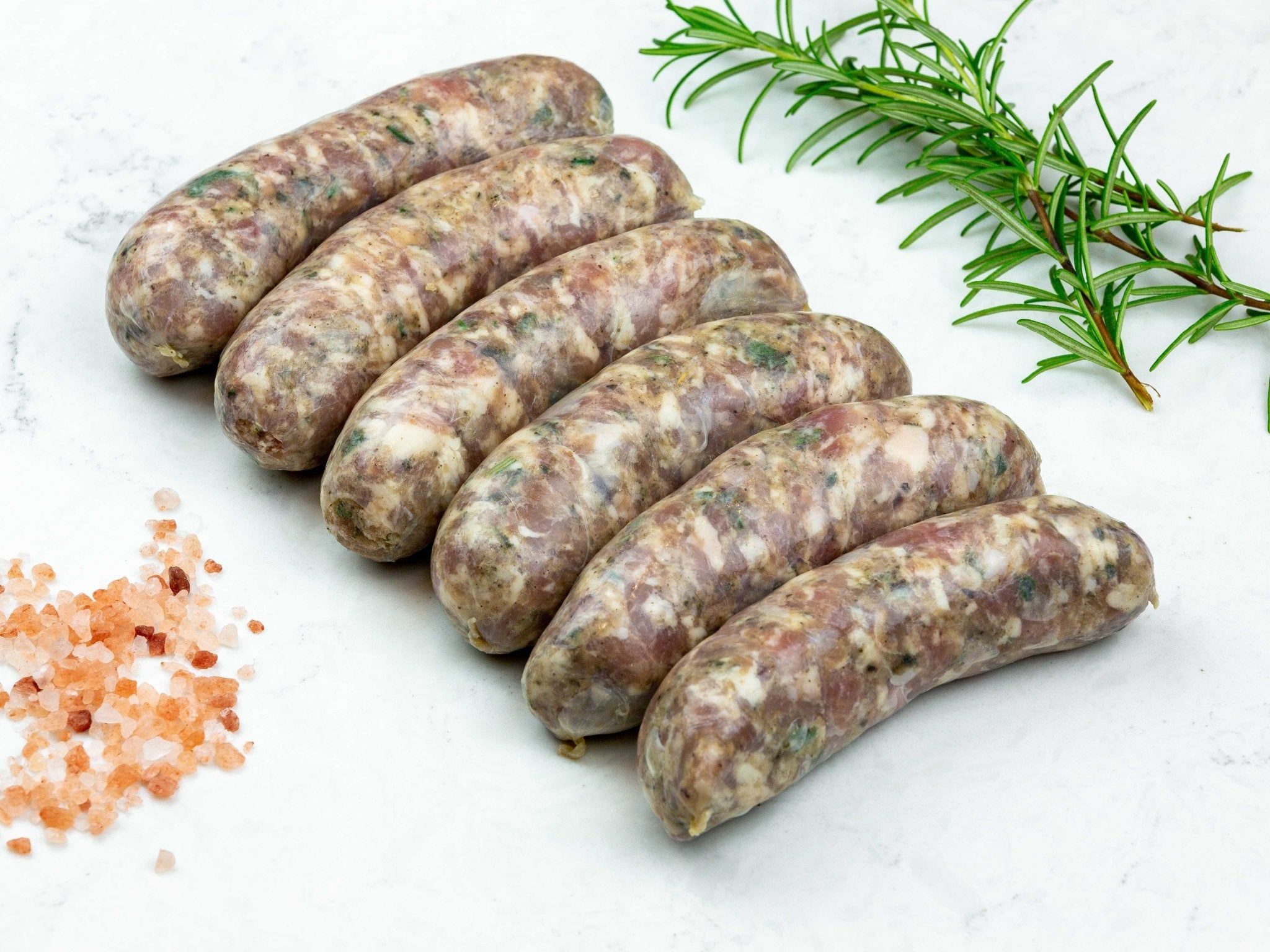 Rohe Bratwurst, Kräuter, Rosmarin, Rosa Salz, Full HD, Hintergrundbild fürs Tablet
