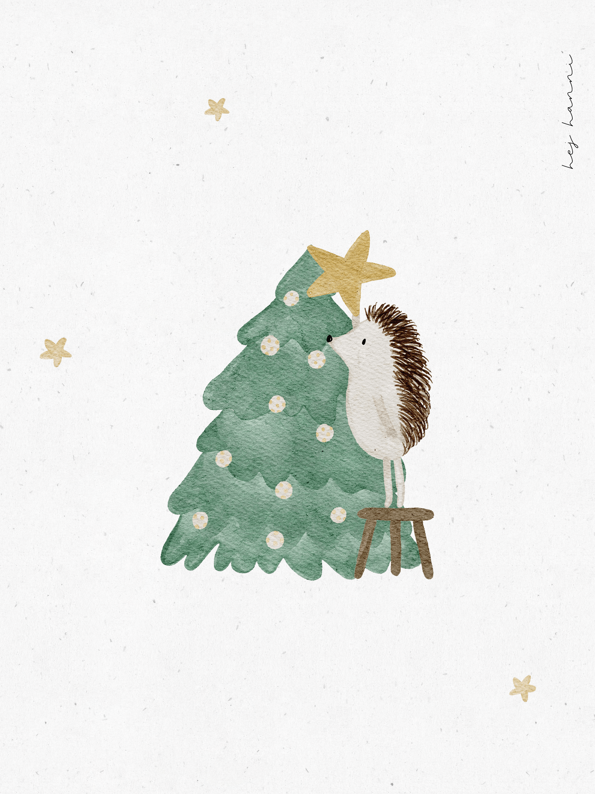 Igel, Weihnachtsbaum, Stern, Illustration, Weiß, QHD+, Hintergrundbild fürs Tablet