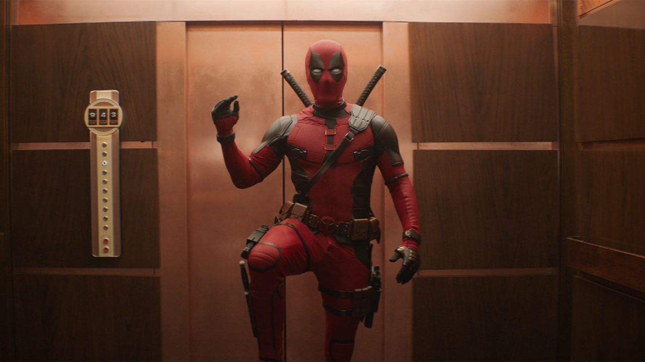 Deadpool, Aufzug, Holzwand, Ryan Reynolds, Filmszene, 16:9, HD-Hintergrundbild für den Desktop