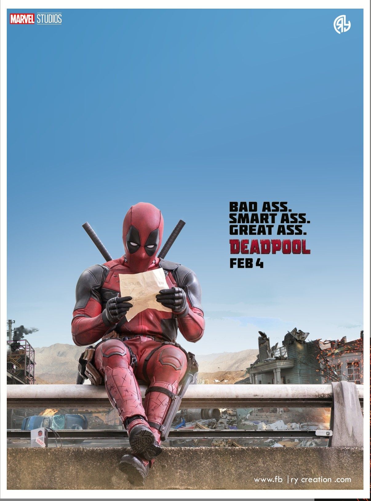 Deadpool, Deadpool (Film), Filmplakat, Bank, Wüste, Full HD, Hintergrundbild fürs Tablet