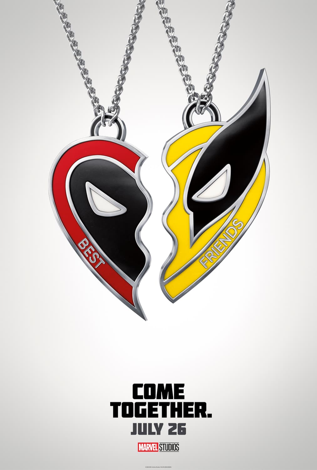 Deadpool & Wolverine, Freundschaftskette, Herzanhänger, Filmplakat, Marvel Studios, Tablet-Hintergrund