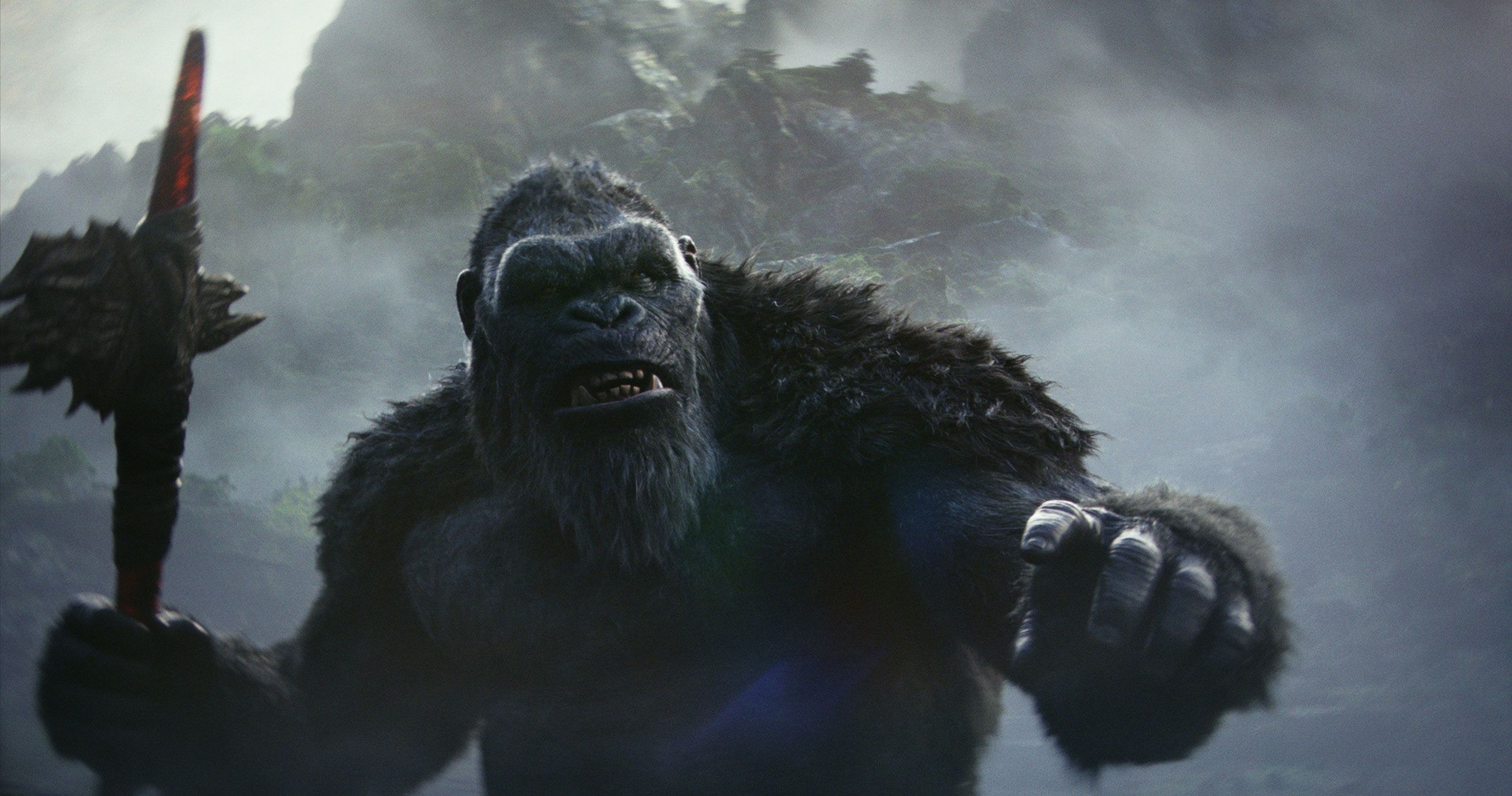 Kong, Axt, Nebel, Riesenaffe, Dunkel, Full HD, Desktop-Hintergrund für Windows