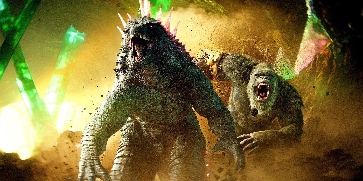 Godzilla, Kong, Godzilla x Kong: The New Empire, Kristalle, Brüllen, HD, Windows-Hintergrundbild
