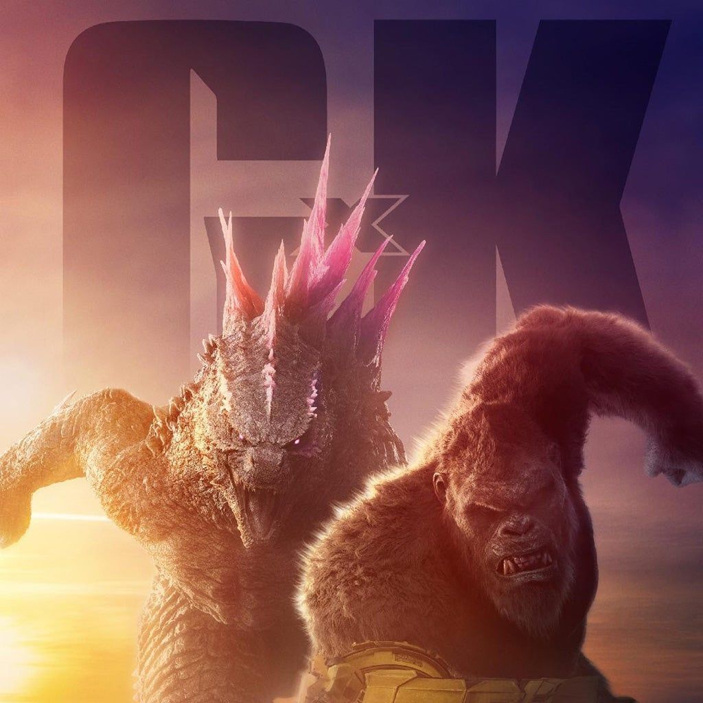Godzilla x Kong: The New Empire, Godzilla, Kong, Filmplakat, Sonnenuntergang, iPad-Hintergrundbild