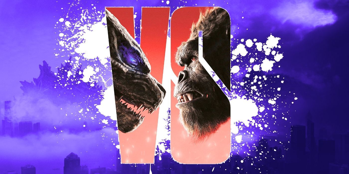 Godzilla, Kong, VS, Lila, Grafikdesign, HD, Hintergrundbild für den PC