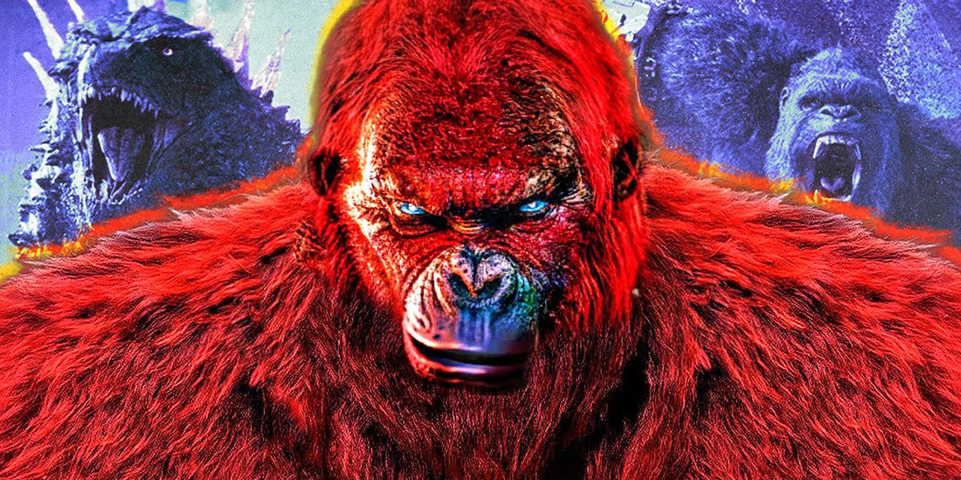 Skar King, Godzilla, Kong, Godzilla x Kong: The New Empire, Riesenaffe, Rotes Fell, HD-Desktop-Hintergrund
