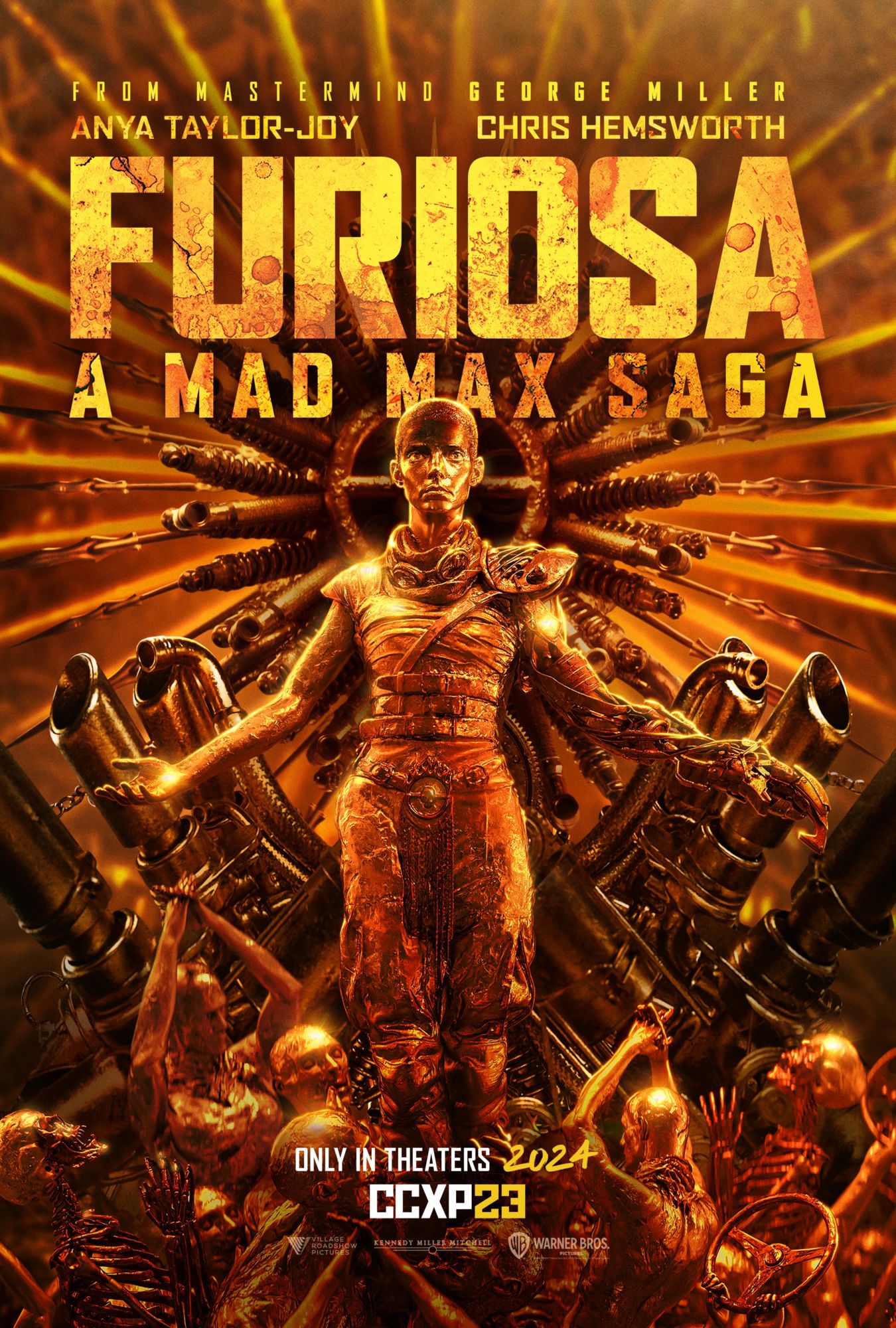 Furiosa: A Mad Max Saga, Filmposter, Furiosa, Kinoplakat, Orange, Hintergrundbild fürs Tablet