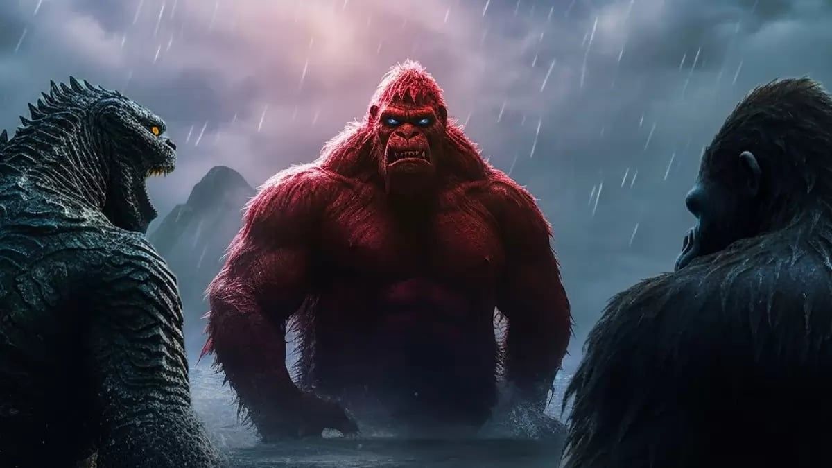 Skar King, Godzilla, Kong, Regen, Konfrontation, Hintergrundbild
