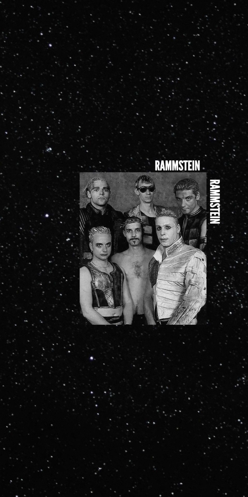 Rammstein, Bandfoto, Schwarzweiß, Sternenhimmel, Minimalismus, Android-Hintergrundbild