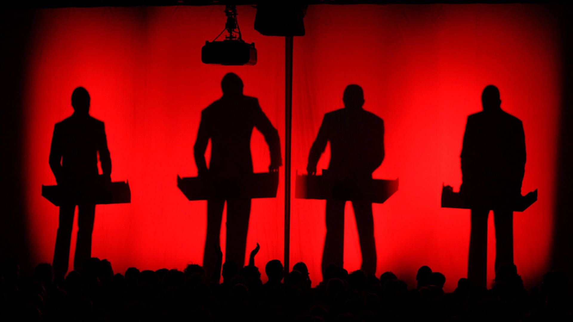 Kraftwerk, Konzert, Silhouetten, Rotes Licht, Bühne, Elektronische Musik, Full HD, PC-Hintergrundbild