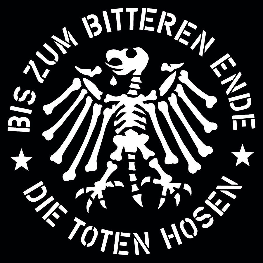 Die Toten Hosen, Bis zum bitteren Ende, Bundesadler-Skelett, Logo, Schwarzweiß, Tablet-Hintergrund