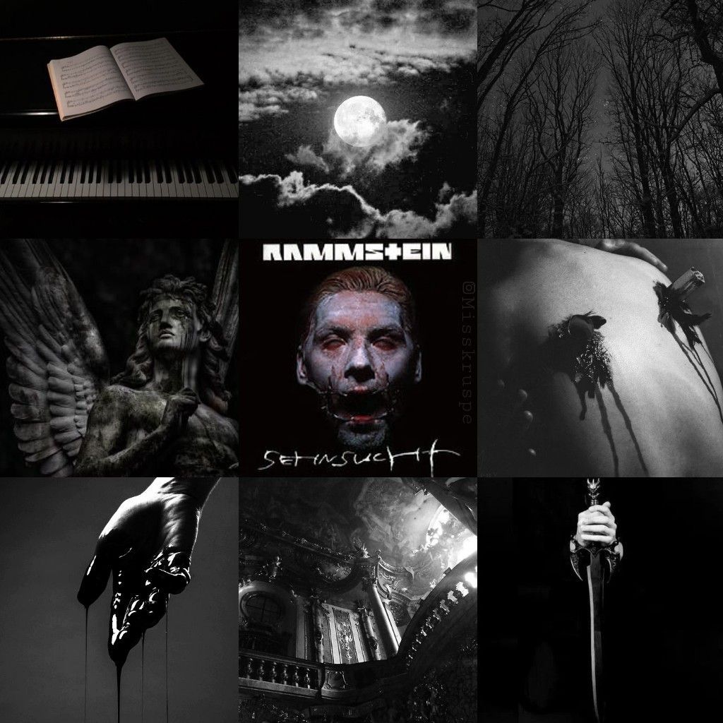 Rammstein, Sehnsucht, Collage, Schwarzweiß, Gothic, Hintergrundbild für iPad und Tablet