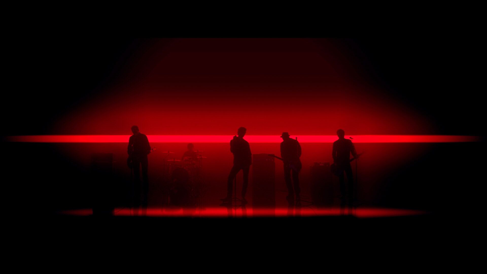 Die Toten Hosen, Silhouetten, Rotes Licht, Bühne, Dunkel, Full HD, PC-Hintergrundbild