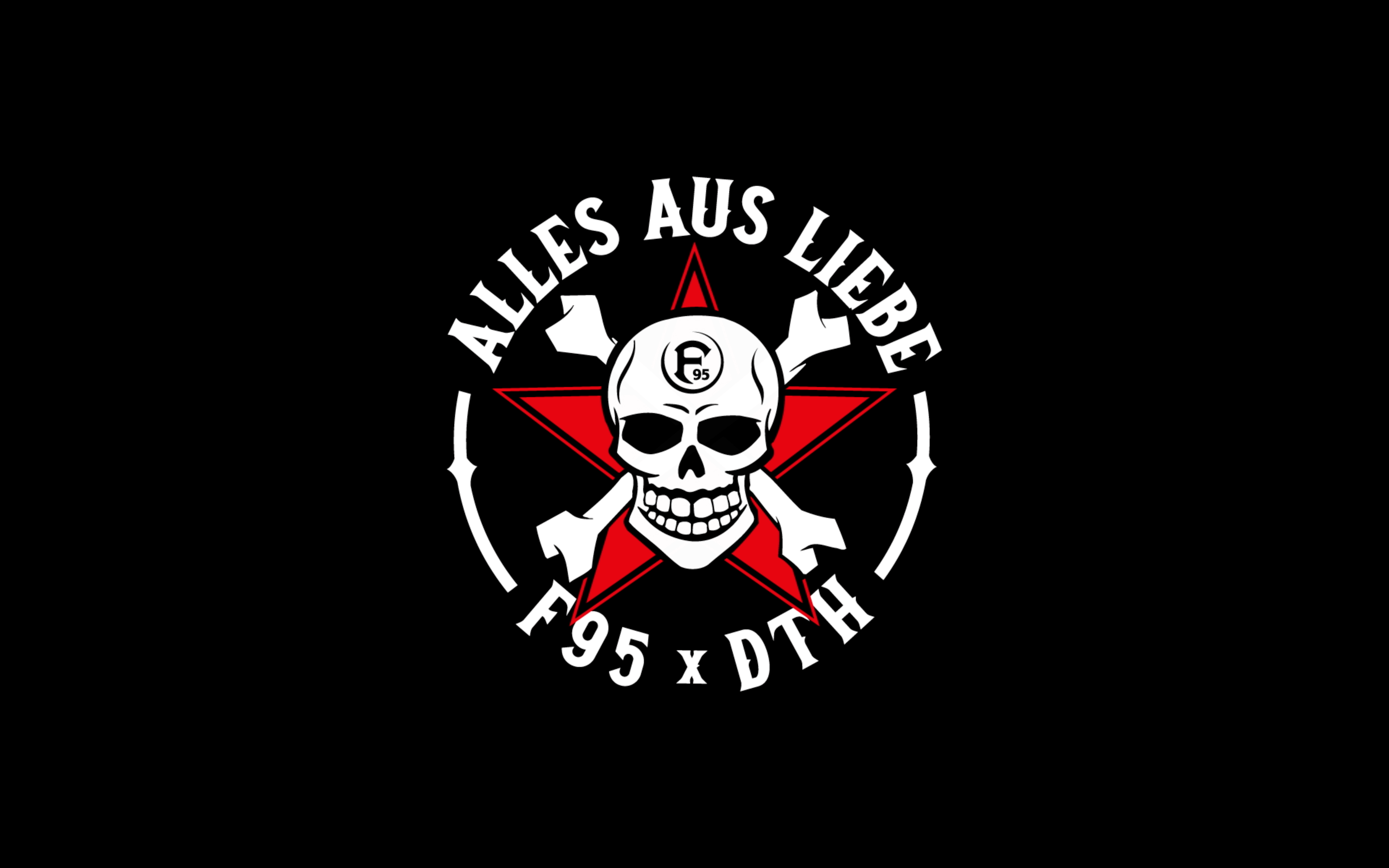 Alles aus Liebe, Fortuna Düsseldorf, Die Toten Hosen, Totenkopf, Stern, Logo, 4K-Desktop-Hintergrund