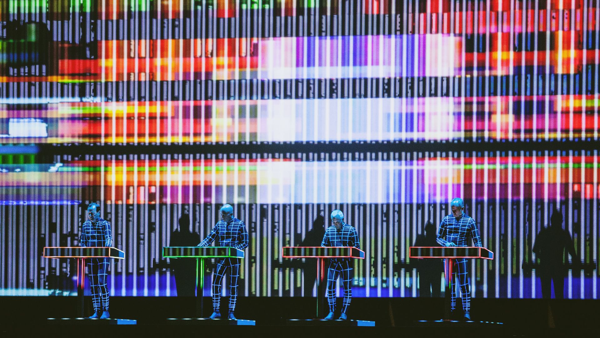 Kraftwerk, Konzert, Lichtshow, Bühne, Bunte Projektion, 1920x1080, Full-HD-Hintergrundbild für PC