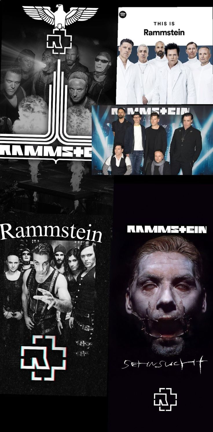 Rammstein, Rammstein-Logo, Collage, Albumcover, Schwarzweiß, HD, Handy-Hintergrund