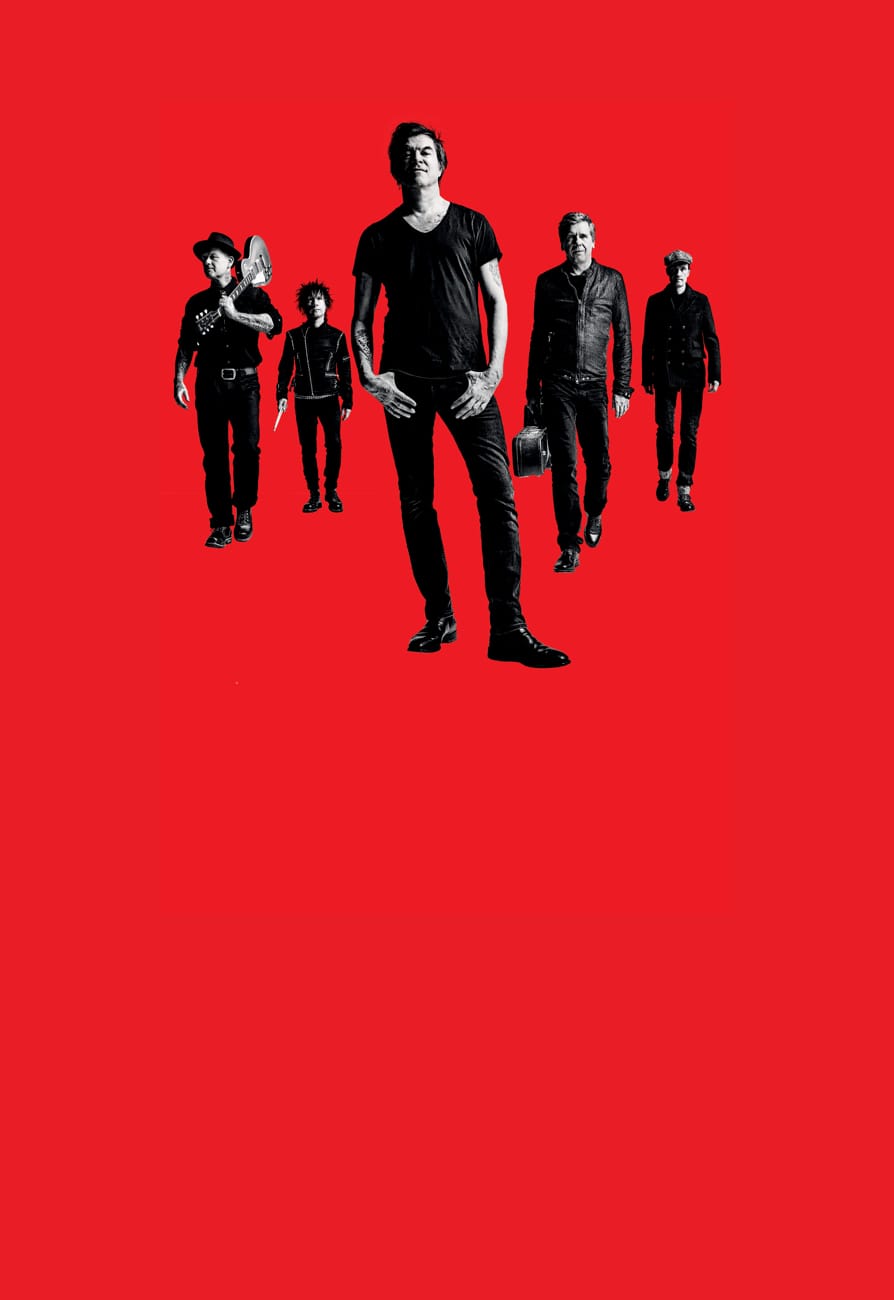 Die Toten Hosen, Bandfoto, Roter Hintergrund, Schwarze Kleidung, Hochformat, HD Wallpaper