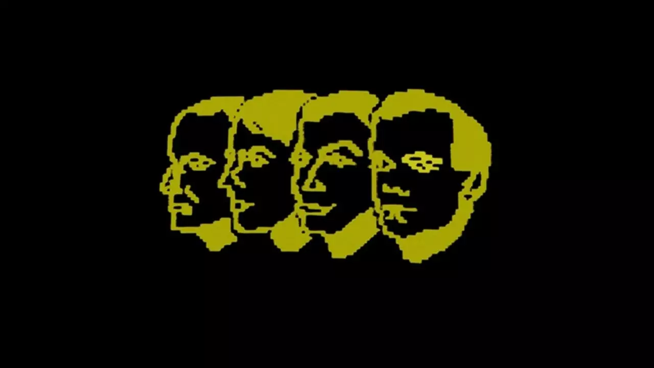 Kraftwerk, Pixel-Art, Köpfe, Gelb, Schwarzer Hintergrund, HD Wallpaper