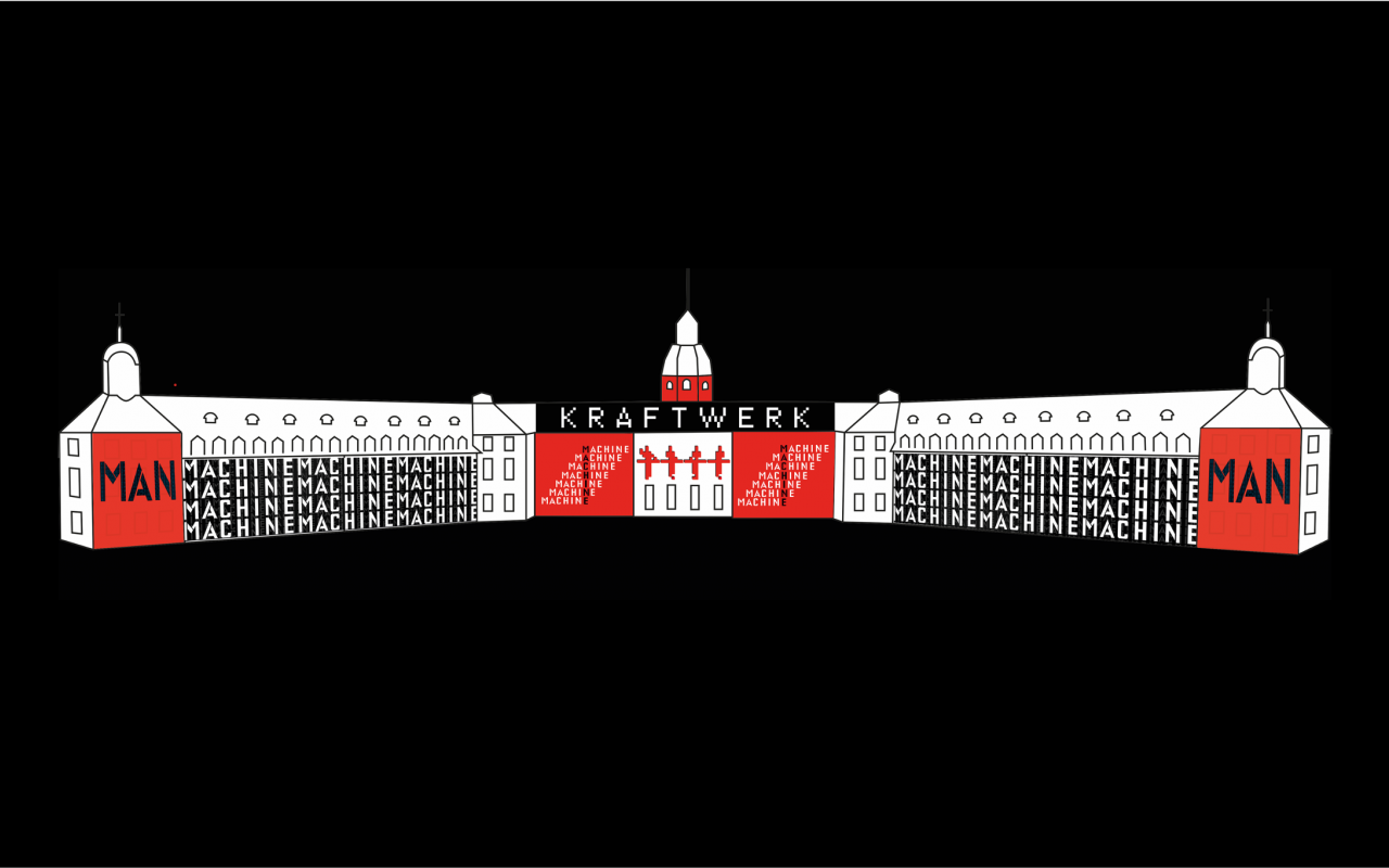 Kraftwerk, The Man-Machine, Gebäude, Illustration, Schwarzer Hintergrund, HD Wallpaper
