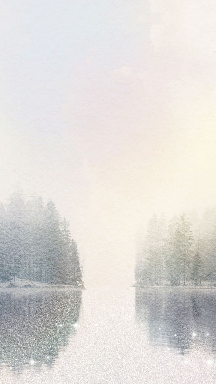 See, Nebel, Bäume, Weiß, Minimalistisch, HD, Handy-Hintergrund im Hochformat