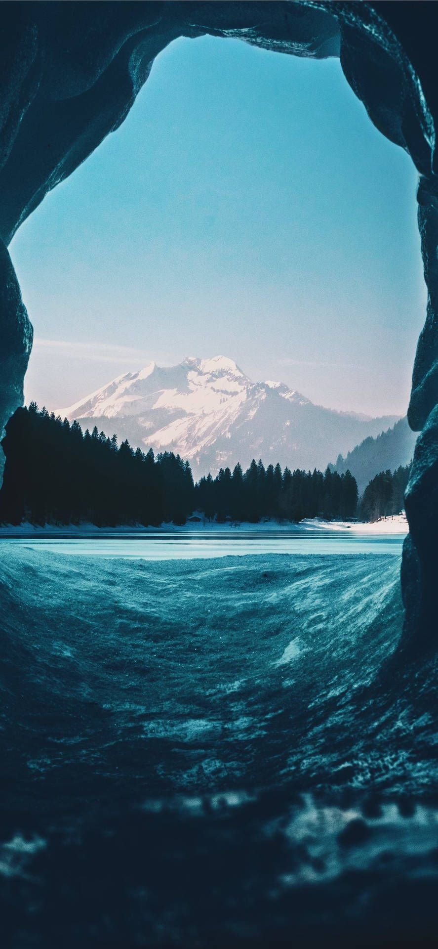 Eishöhle, Gletscher, Bergsee, Ausblick, Blau, Hintergrundbild für iPhone und Android