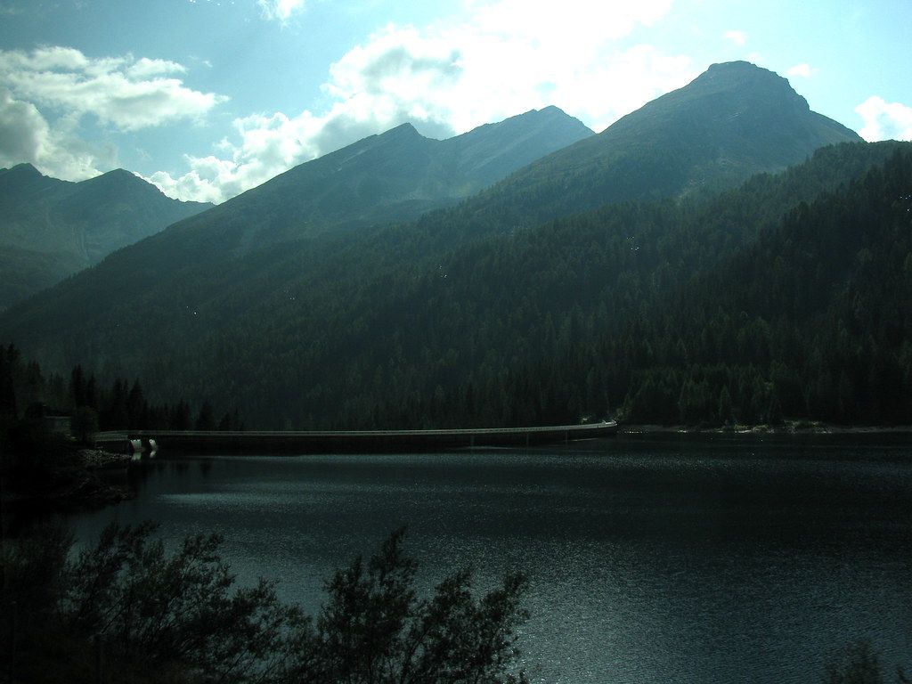 Bergsee, Berge, Wald, Dunkel, Dämmerung, Hintergrundbild für iPad und Tablet