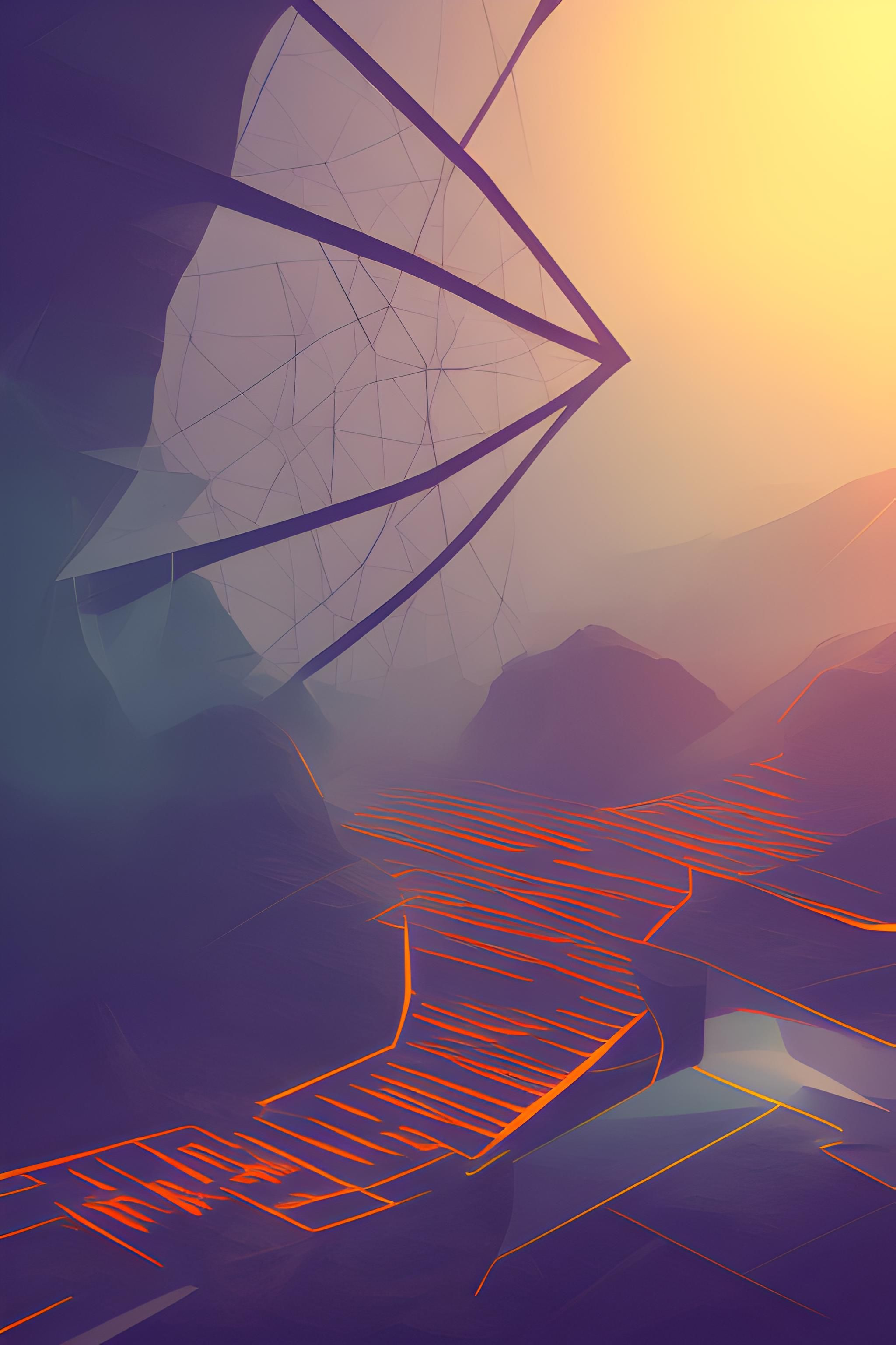 Abstrakt, Low Poly, Lila, Orange, Geometrisch, Hochformat, Hintergrundbild fürs Smartphone
