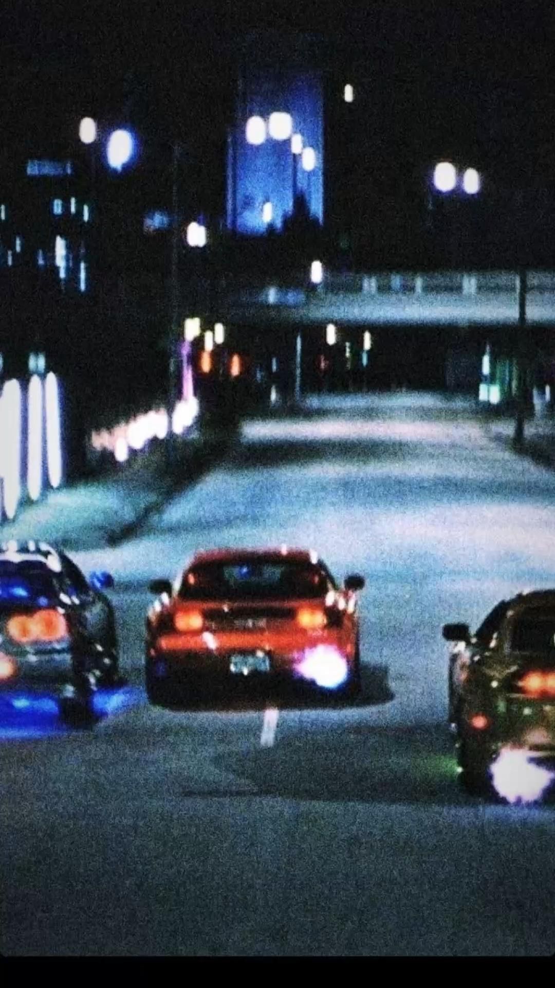 JDM, Nachtstraße, Rückleuchten, Stadt, Tuning, Hintergrundbild für iPhone und Android