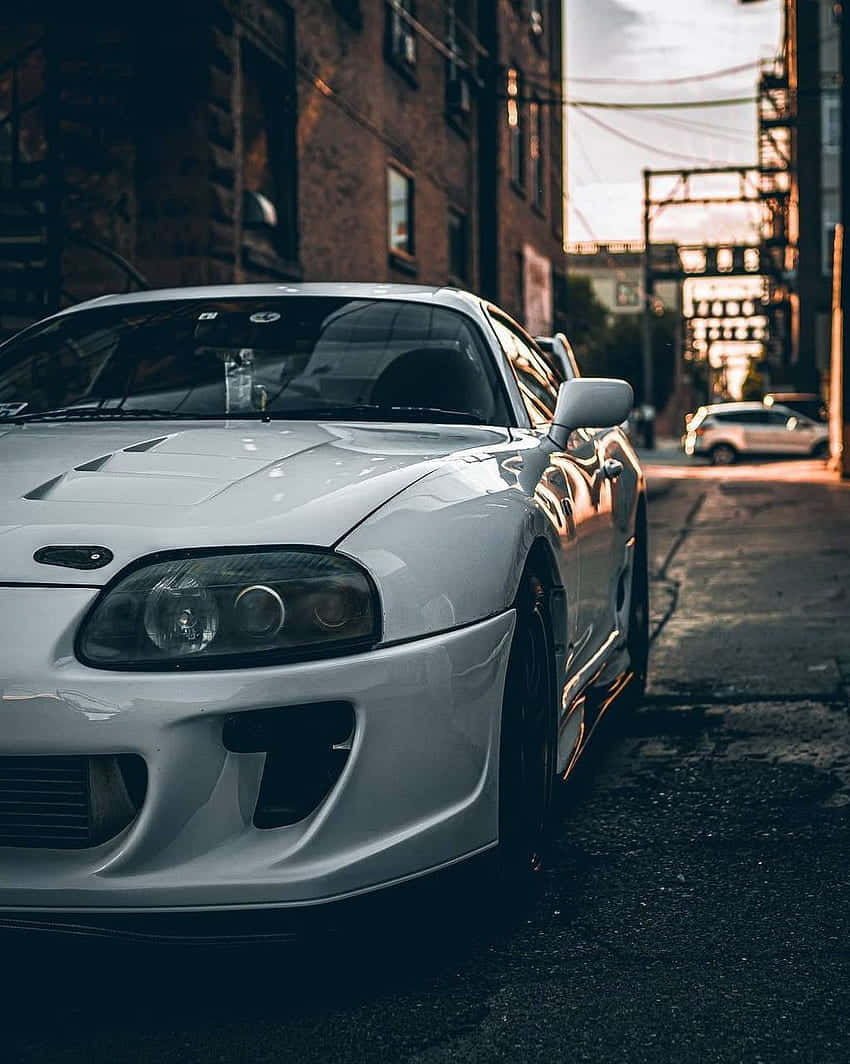 Toyota Supra MK4, Weiß, Gasse, Klappscheinwerfer, HD, iPad-Hintergrundbild